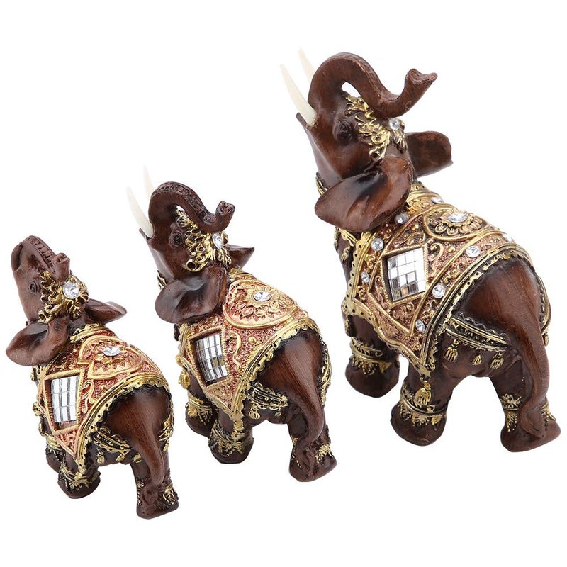 Hztyyier Elephant with Trunk Raised Collectible Figurine Statue Good Luck Elephant Collectible Resin Feng Shui Elephant for Wealth Lucky Figurine Home Decor Gift(L) - Image 4